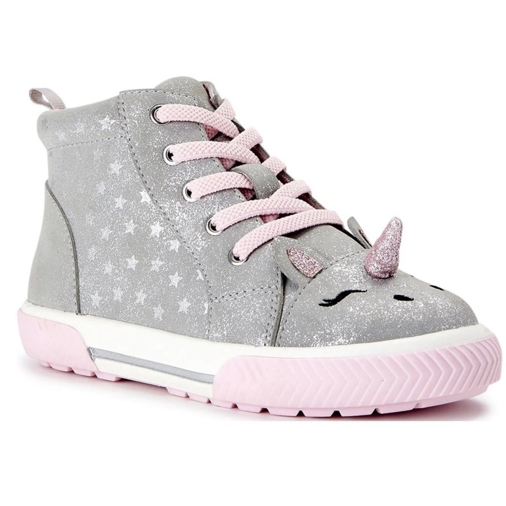 Toddler Girl Unicorn Pink And Grey High Top Sneakers
